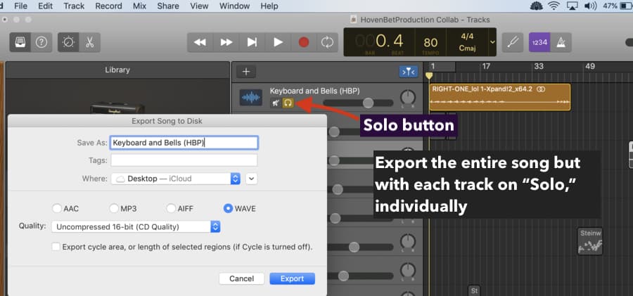 How to Collaborate 1 Export First Track Solo'd (Edited)
