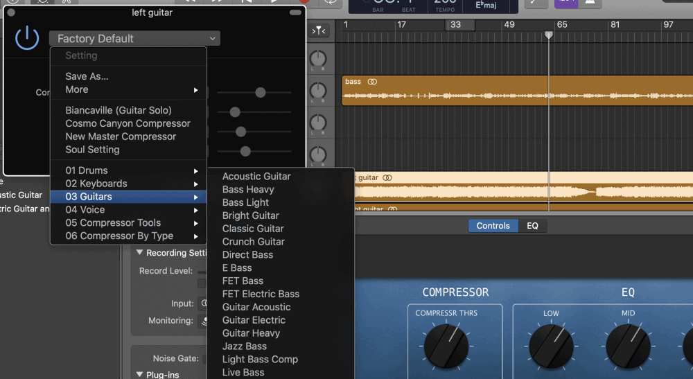 Compressor Presets - Improve Guitars in Garageband 