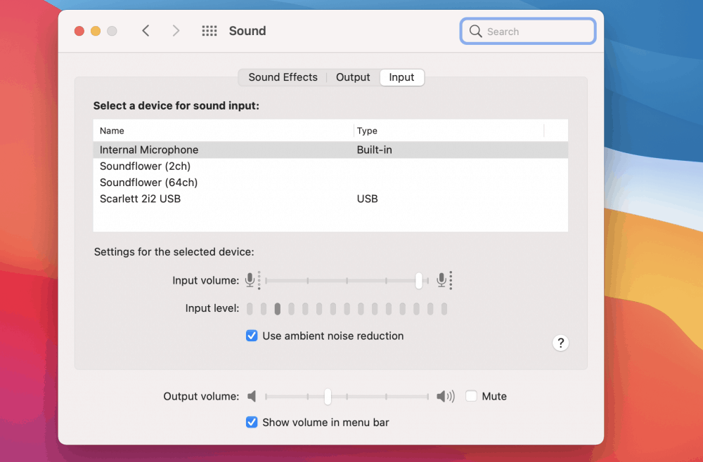 Scarlett 2i2 in System Preferences