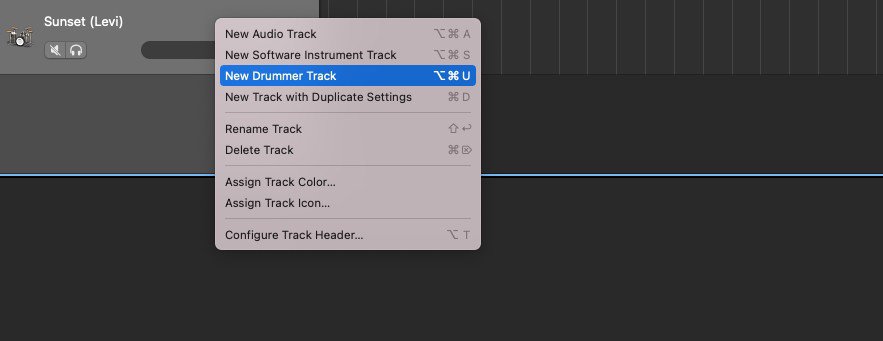 (Option + Command + U) to bring up the Drummer Track 