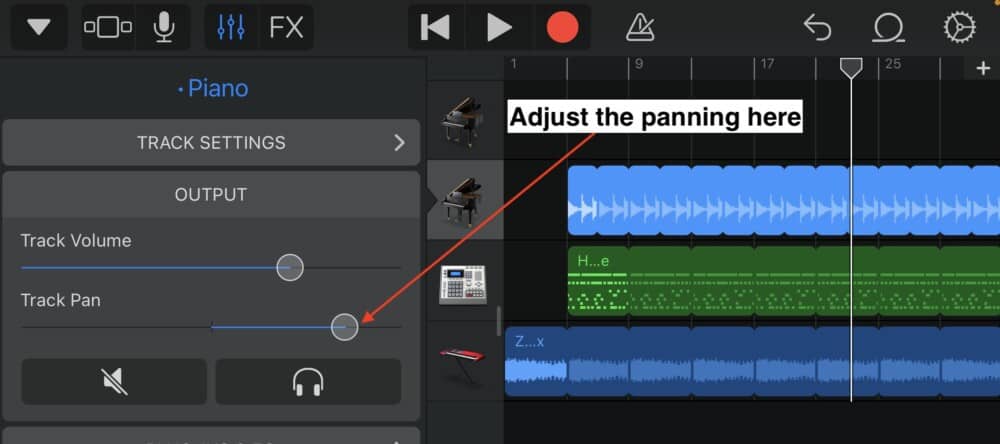 Panning in iOS - How to Make a Song in Garageband iOS 