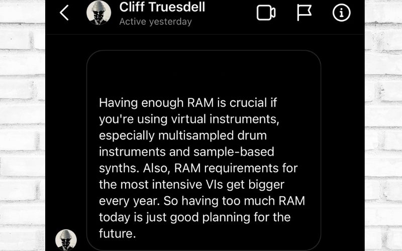 Comments from Cliff Truesdell on the importance of RAM - Guitar Amps vs Amp Simulators 