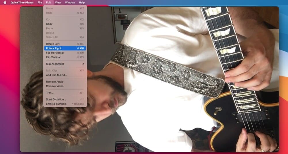 Sideways in Quicktime Player - How to Make Guitar Videos for TikTok 