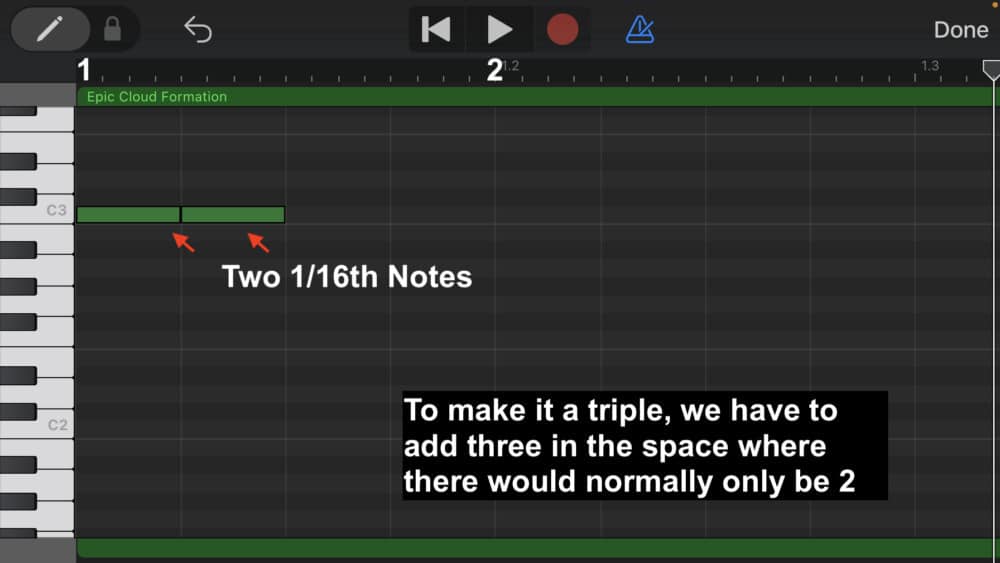 1/16th Notes - How to Make Triplets in Garageband iOS 