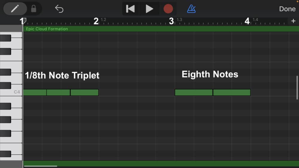 1/8th Note Triplet vs Eighth Note - How to Make Triplets in Garageband iOS 