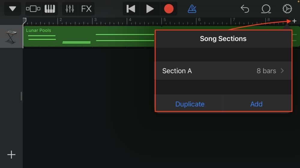 Add Song Sections - How to Make Loops in Garageband iOS 