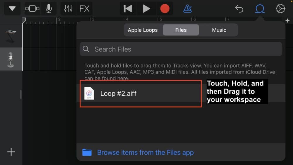 Drag to Tracks - How to Make Loops in Garageband iOS 