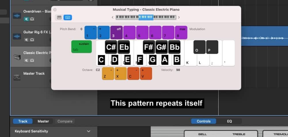 Musical Typing Diagram - How to Make A Piano Song in Garageband 