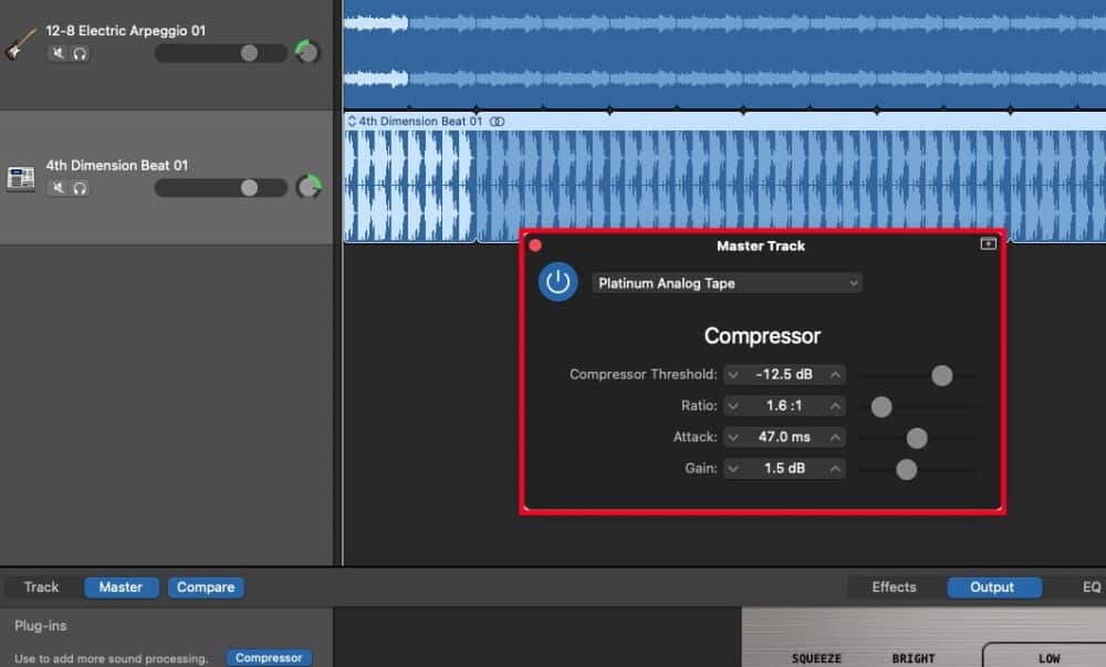 Compressor on the Master Track - How to Make Background Music in Garageband 