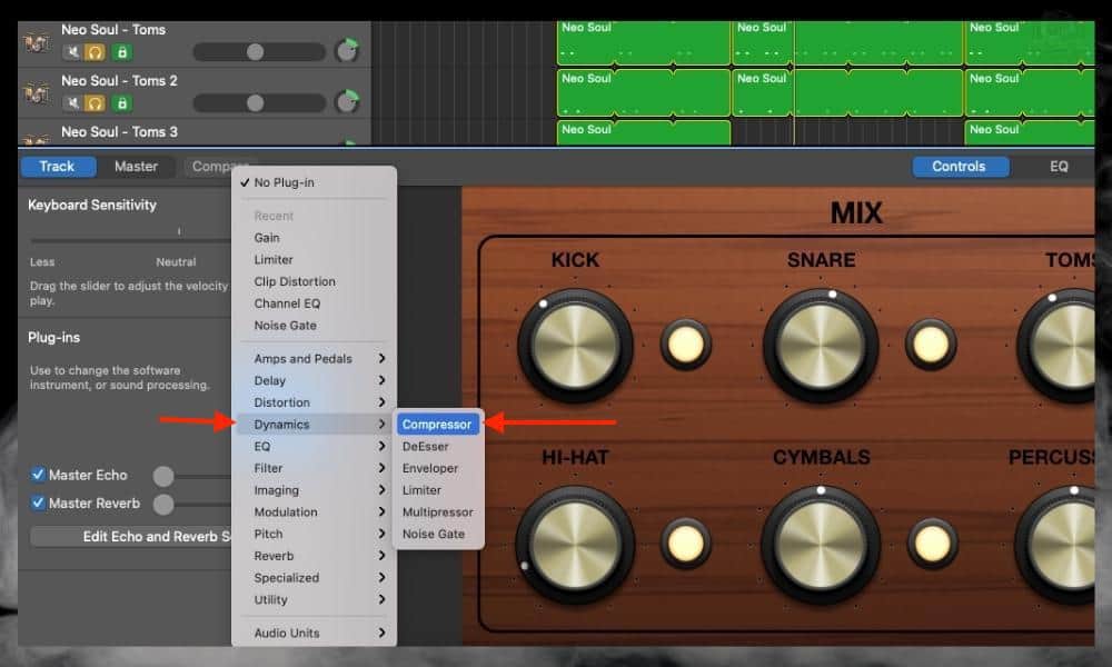 Where to Find Compressor - How to Make Garageband Drums Louder 