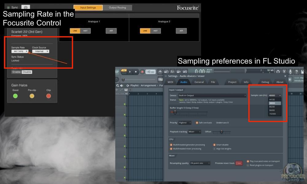 Focusrite Sample Settings  FL Studio Sampling Preferences - Why Is My MIDI Keyboard  Out of Tune