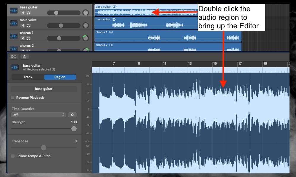 Double Click to Bring Up the Editor - How to Speed Up Audio in GarageBand