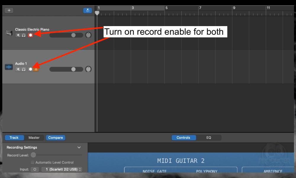 How to Use MIDI Guitar 2 in GarageBand - Record Enable again 
