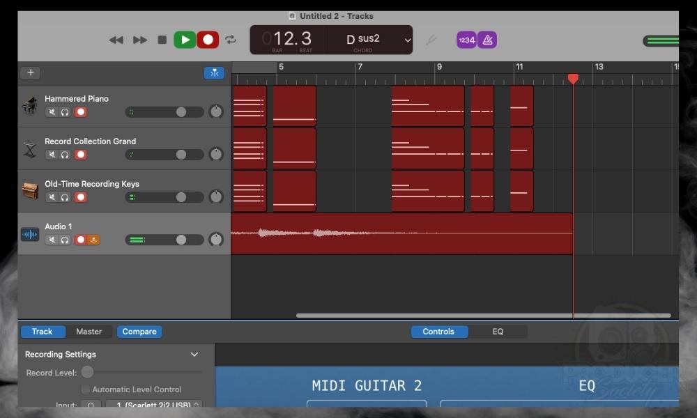 Recording Multiple Tracks - How to Use The MIDI Guitar 2 for GarageBand 