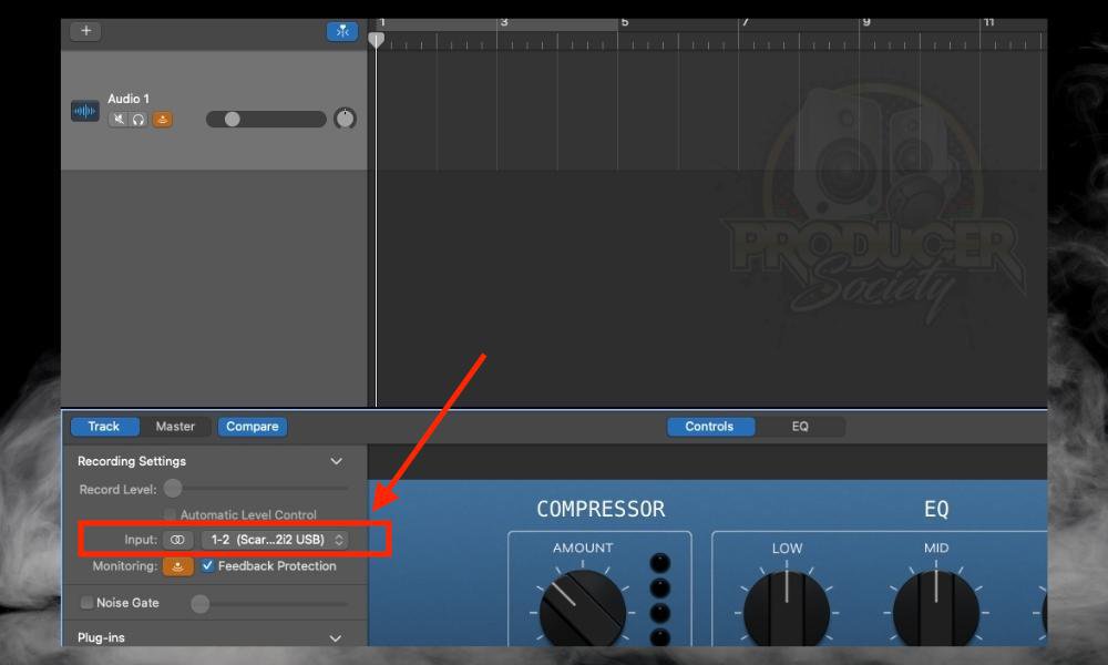 Input Device - How to Connect the Scarlett 2i2 to GarageBand