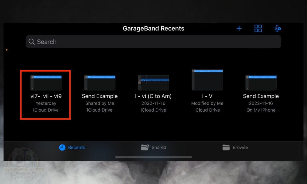 GarageBand Recents - How to Share GarageBand Projects 