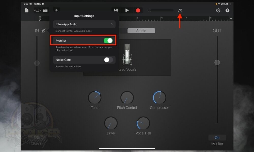 Monitoring and Metronome - How to Connect An External Mic to GarageBand iOS 