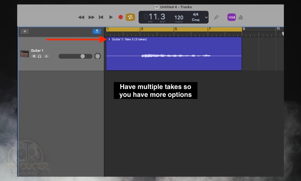 Multiple Takes  - How to Record A Seamless Loop in GarageBand [macOS]