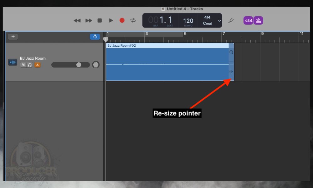 Resize Pointer - How to Record A Seamless Loop in GarageBand (iOS/macOS)