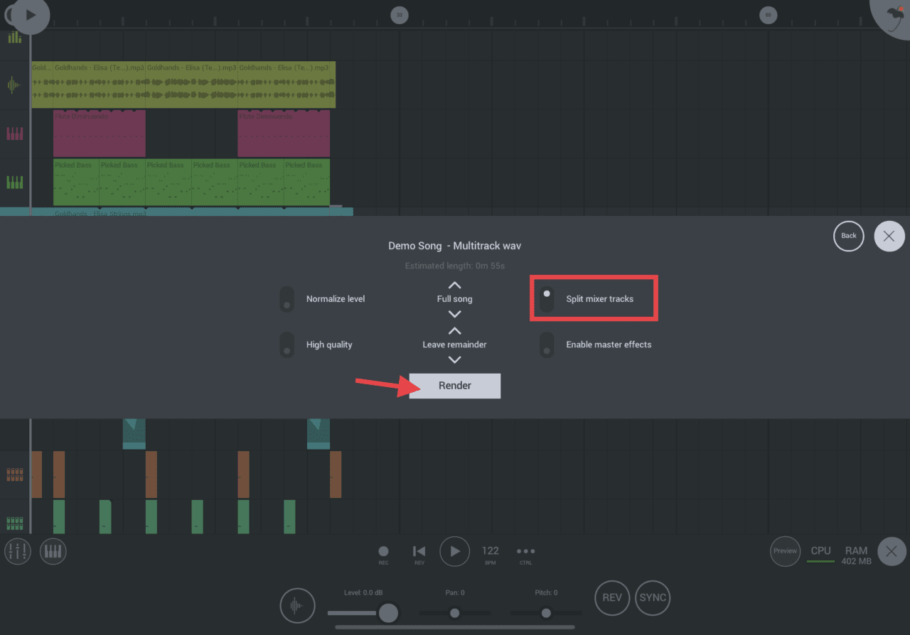 Splitting the Mixer Tracks 