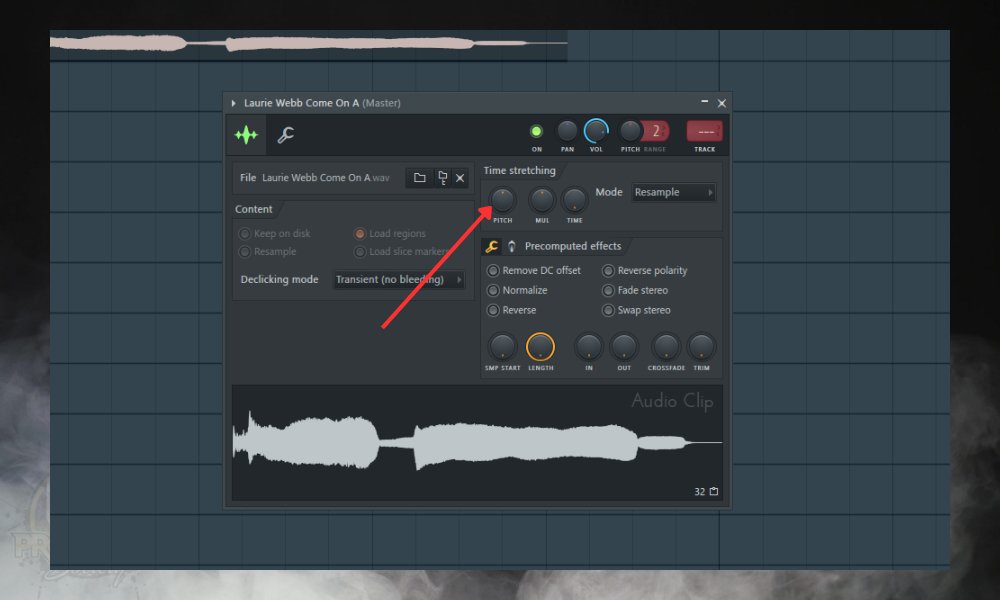 How to Pitch Your Vocals in FL Studio; Adjusting the pitch knob