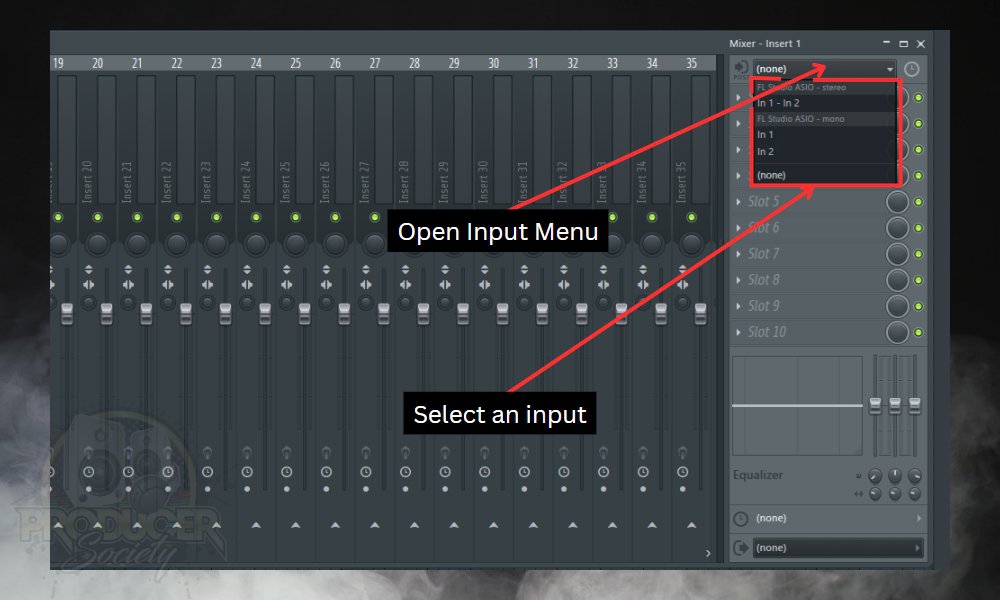 How to Set Up The Scarlett Audio Interface With FL Studio; Choose audio input 