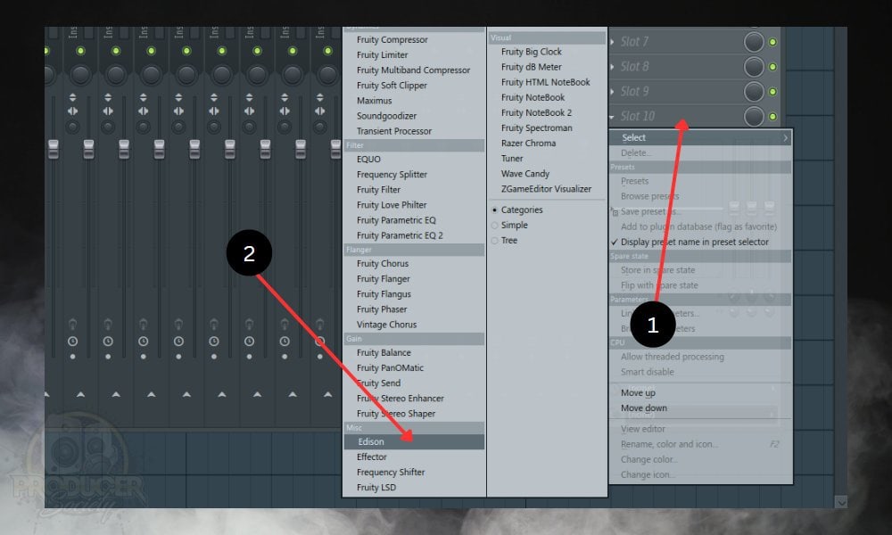 How to Pitch Your Vocals in FL Studio; Inserting edison to a mixer track