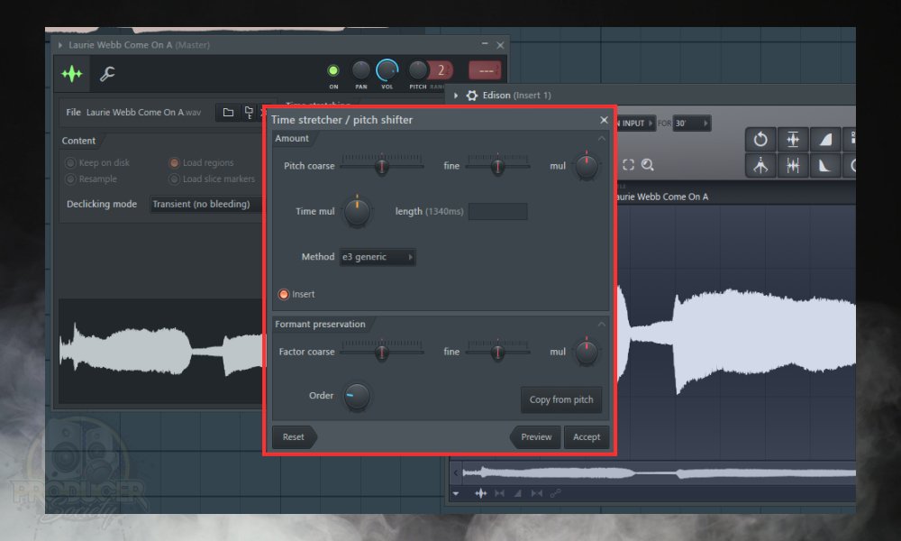 How to Pitch Your Vocals in FL Studio; Time stretch window