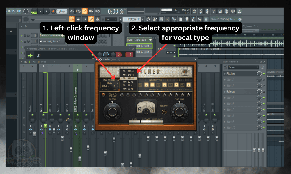 How to Use Autotune [Pitch Correction] in FL Studio;  Frequency selection in Pitcher