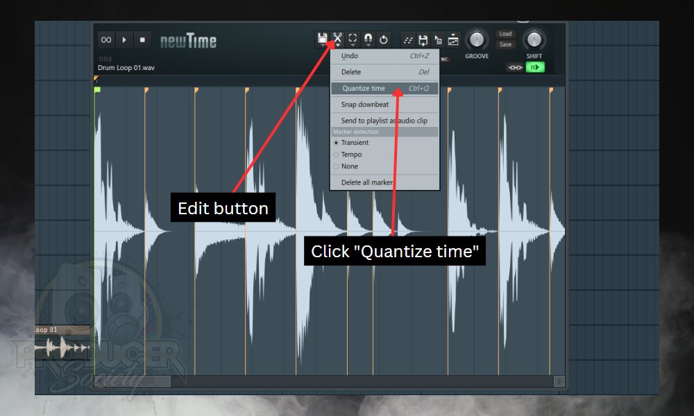How to Quantize in FL Studio; edit > quantize time