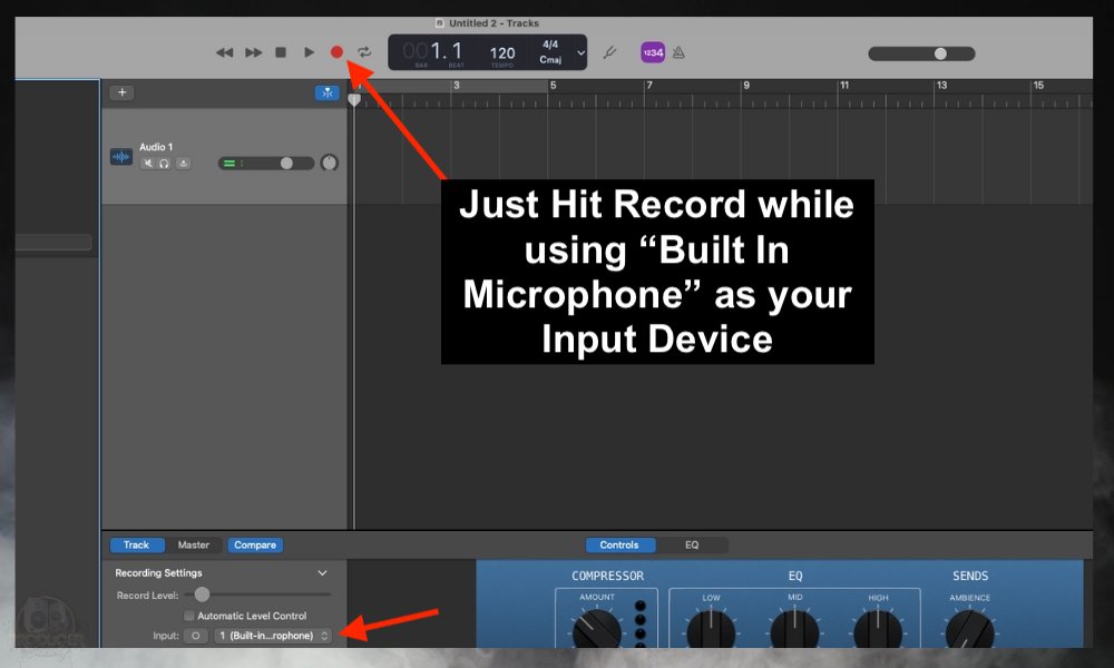 Hit the Record Button with Built In Microphone - How to Connect Your Guitar to GarageBand 