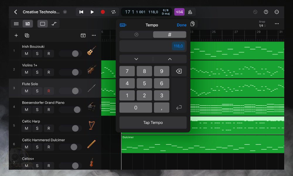 Tempo Setting - For How to Speed Up Audio in Logic Pro for iPad 