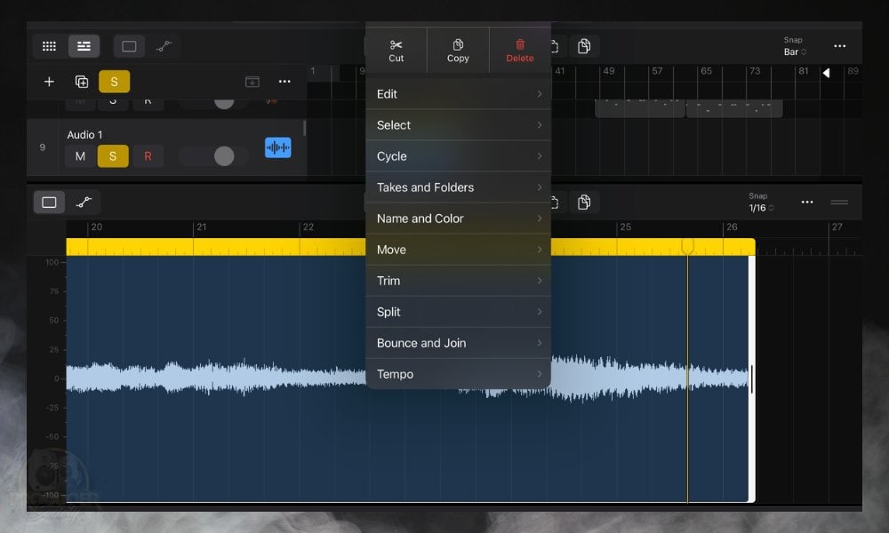 Click the Blue Track - For How to Speed Up Audio in Logic Pro for iPad 