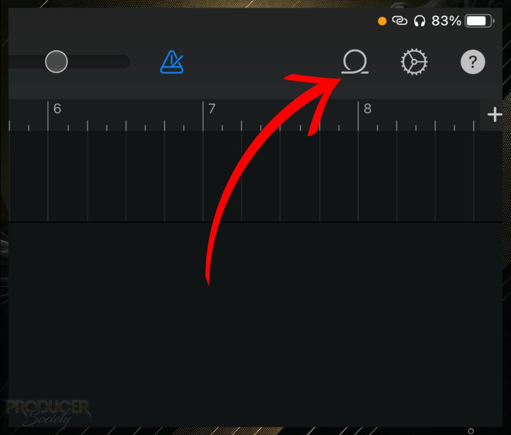 1 - the Apple Loops Icon in the Tracks View of Garageband iOS 