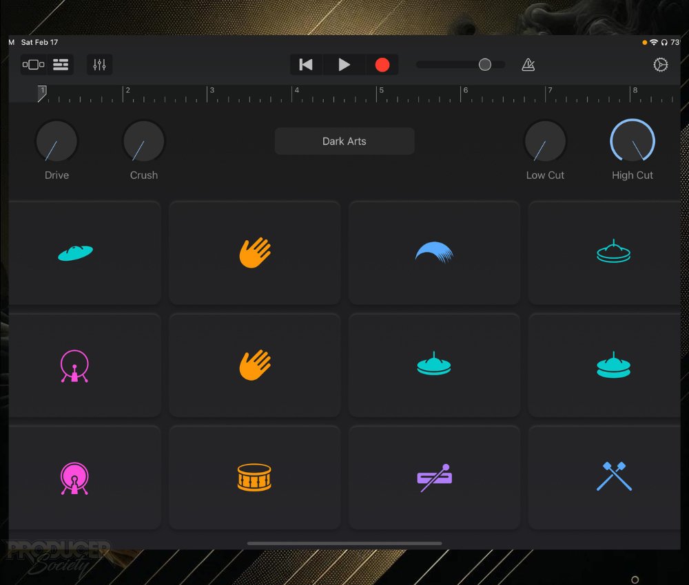 Drum Pads in GarageBand iOS (Mobile, iPad, iPhone)